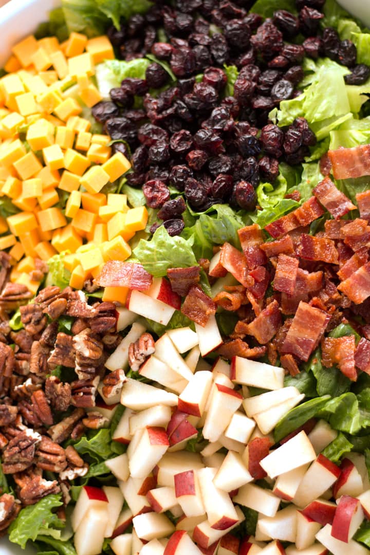 Close-up of Autumn chopped Salad before being tossed.