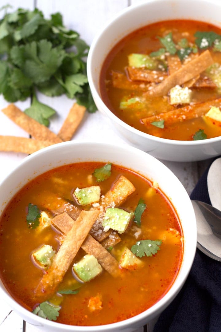 Two Bowls of Chicken Tortilla Soup