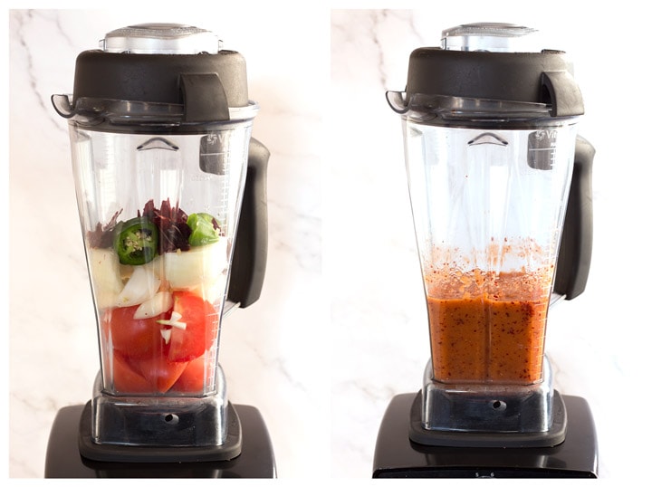Veggies in Blender Before and After