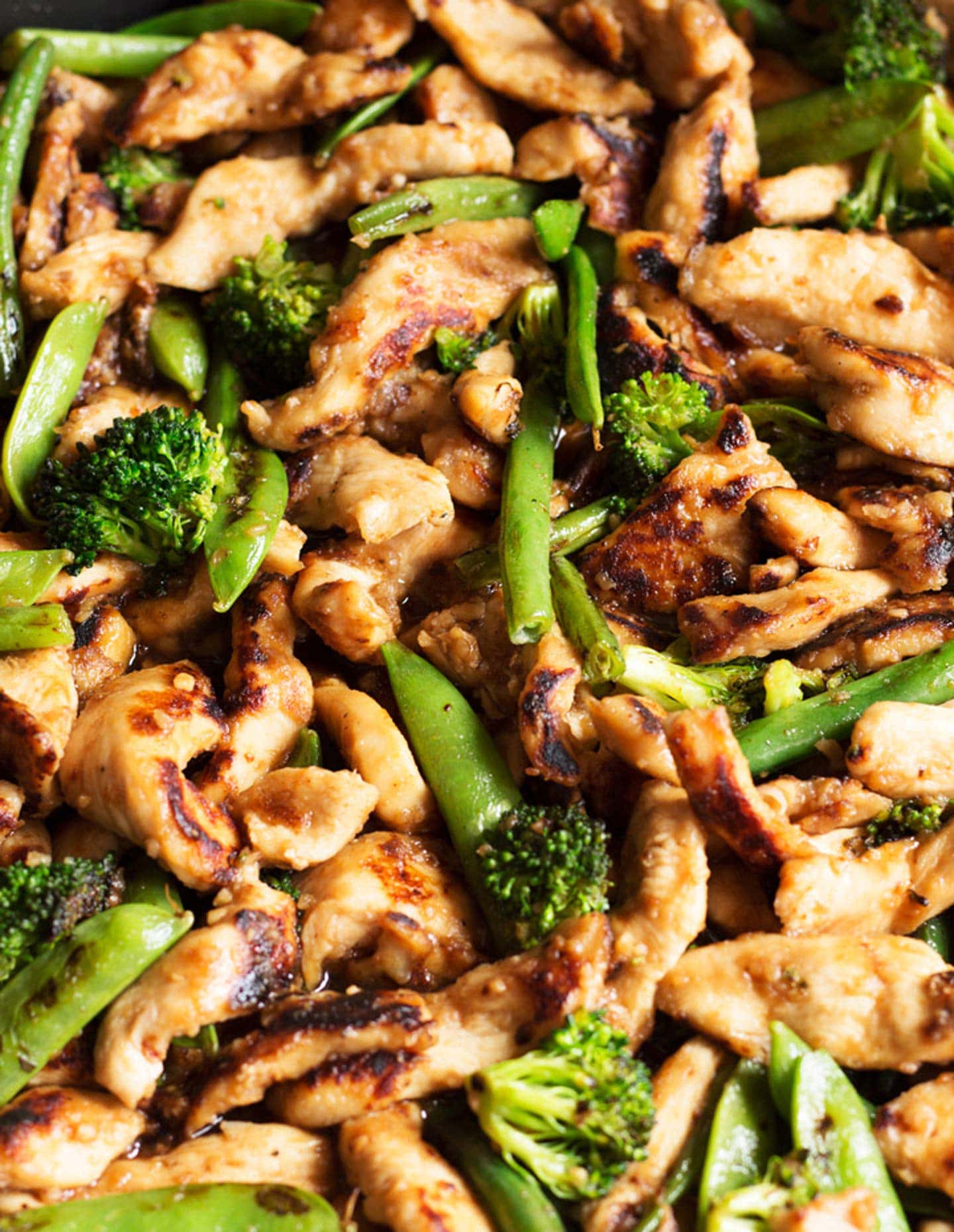 Chicken and veggies in stir-fry sauce