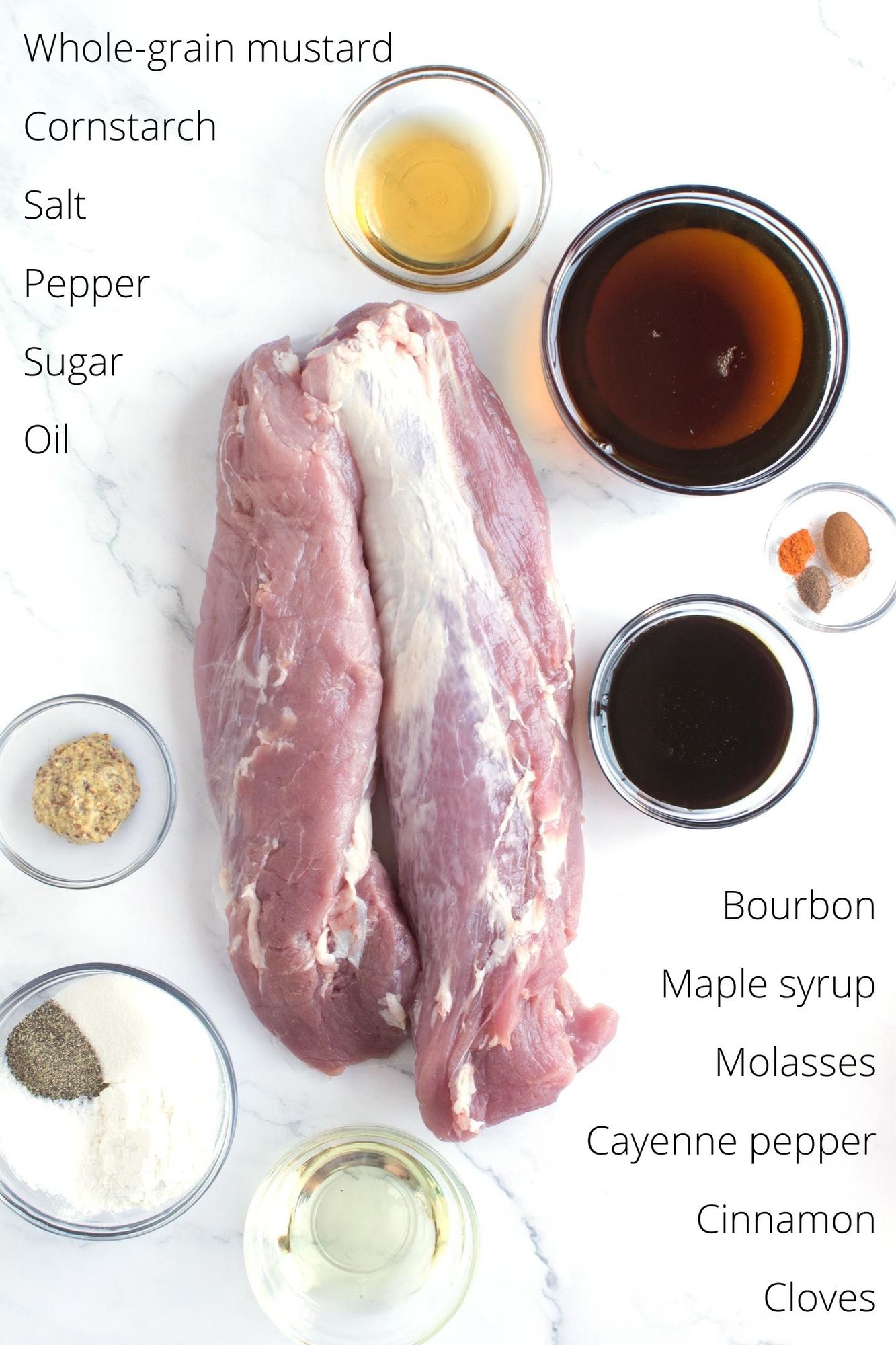 Ingredients for pork tenderloin with text overlay