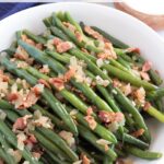 Fresh Green Beans with Bacon with graphic overlay.