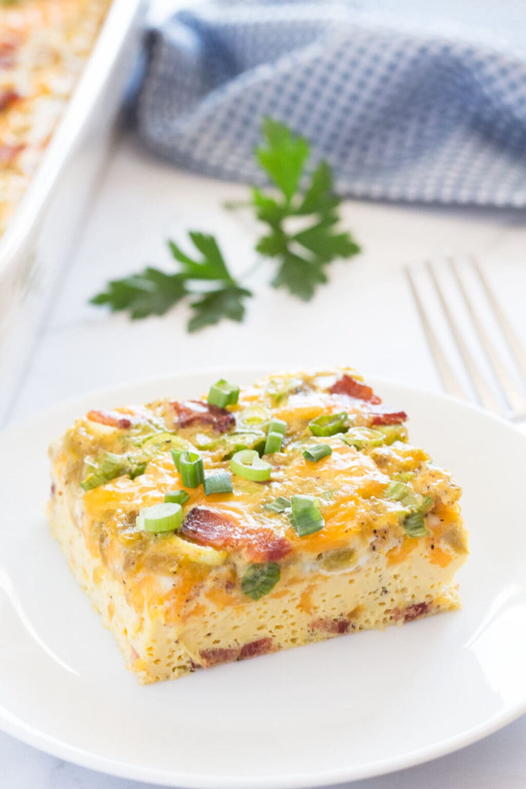 Breakfast Egg Bake with Bacon and Green Chilis - Borrowed Bites