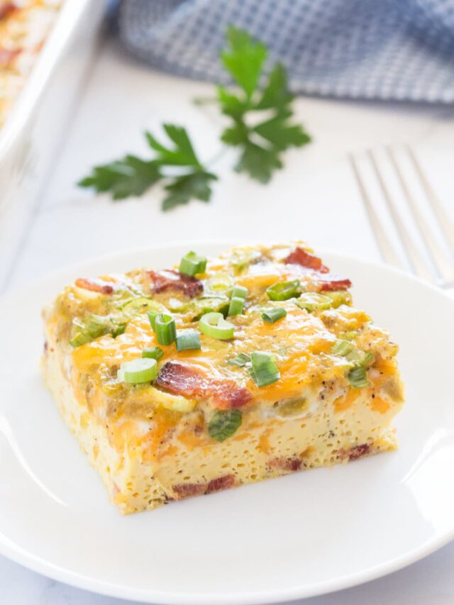 Breakfast Casserole with Bacon and Green Chilis - Borrowed Bites