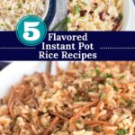 Three rice pilaf images with graphic overlay.