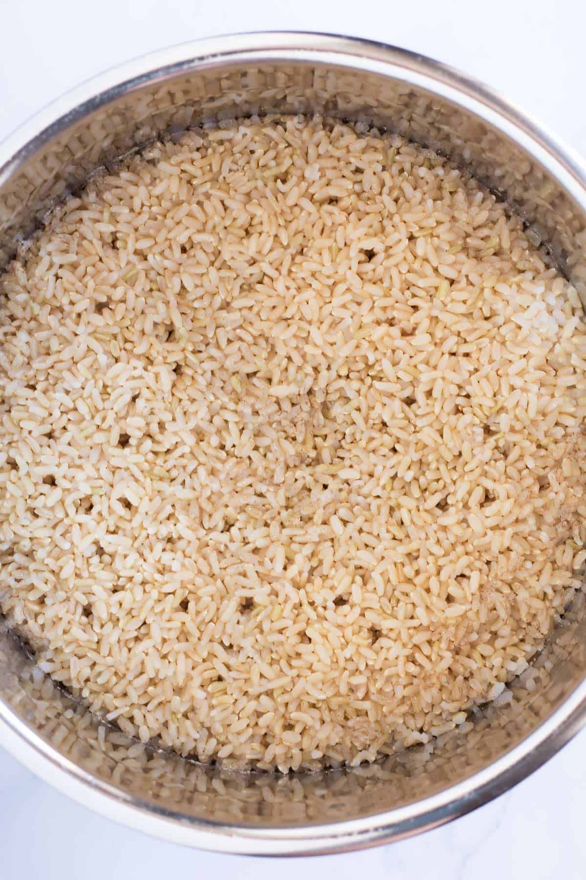 Cooked rice in an Instant Pot.