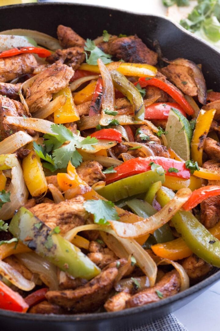 Sizzling Skillet Chicken Fajitas (w/ BEST Marinade) - Borrowed Bites