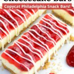 Row of Philadelphia Snack Bars on counter with text overlay.
