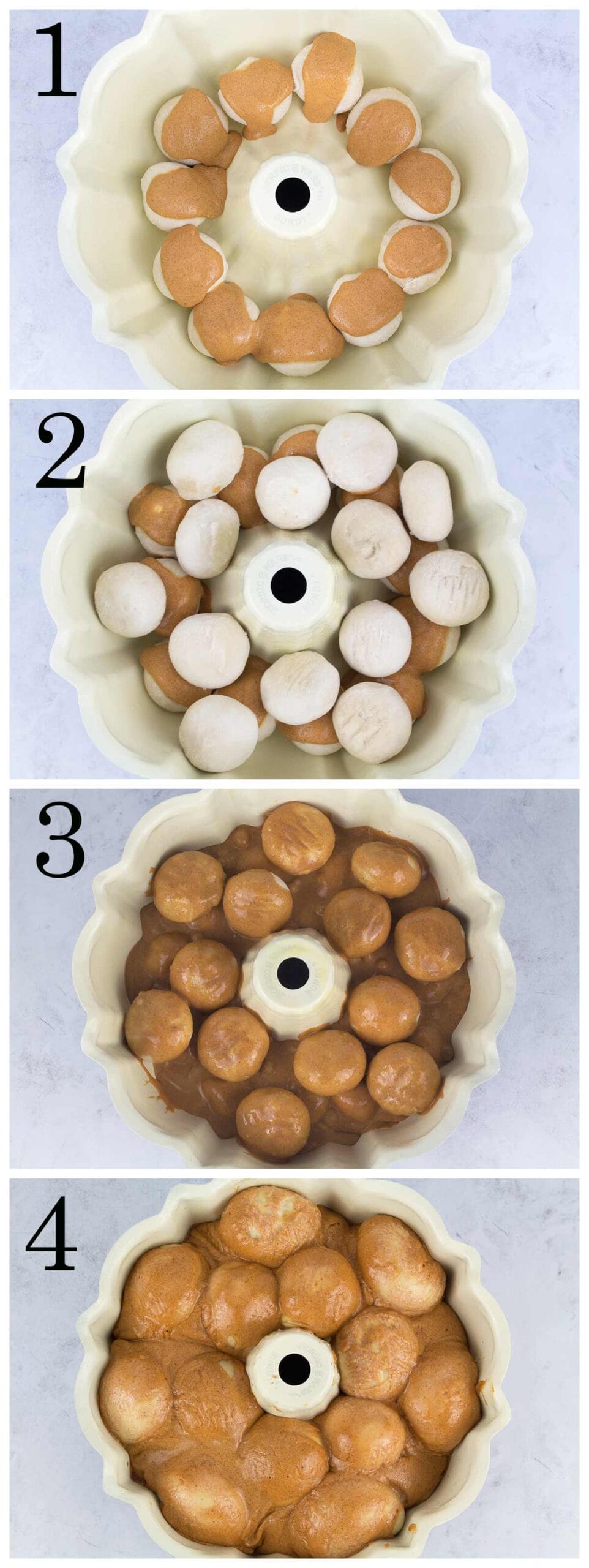 Step-by-step instructions for making monkey bread.