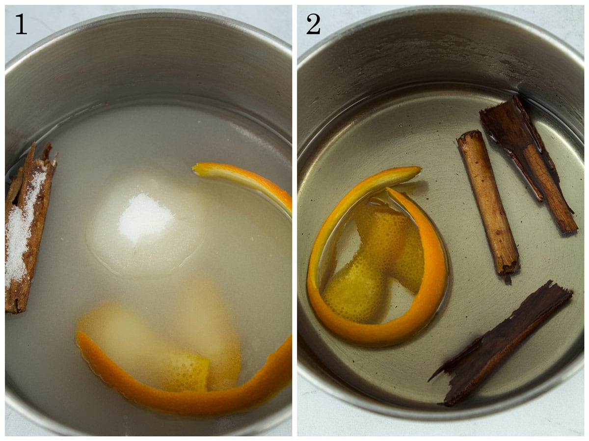 Cinnamon Orange syrup before and after.