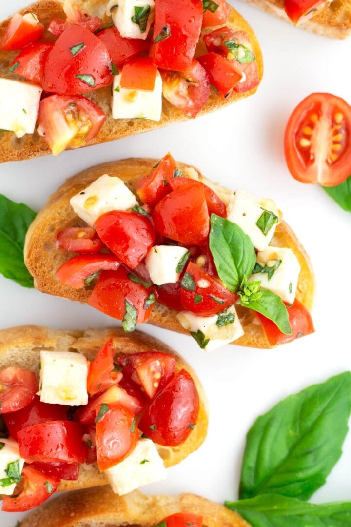 Easy Bruschetta with Mozzarella - Borrowed Bites