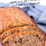 Banana bread with graphic overlay.