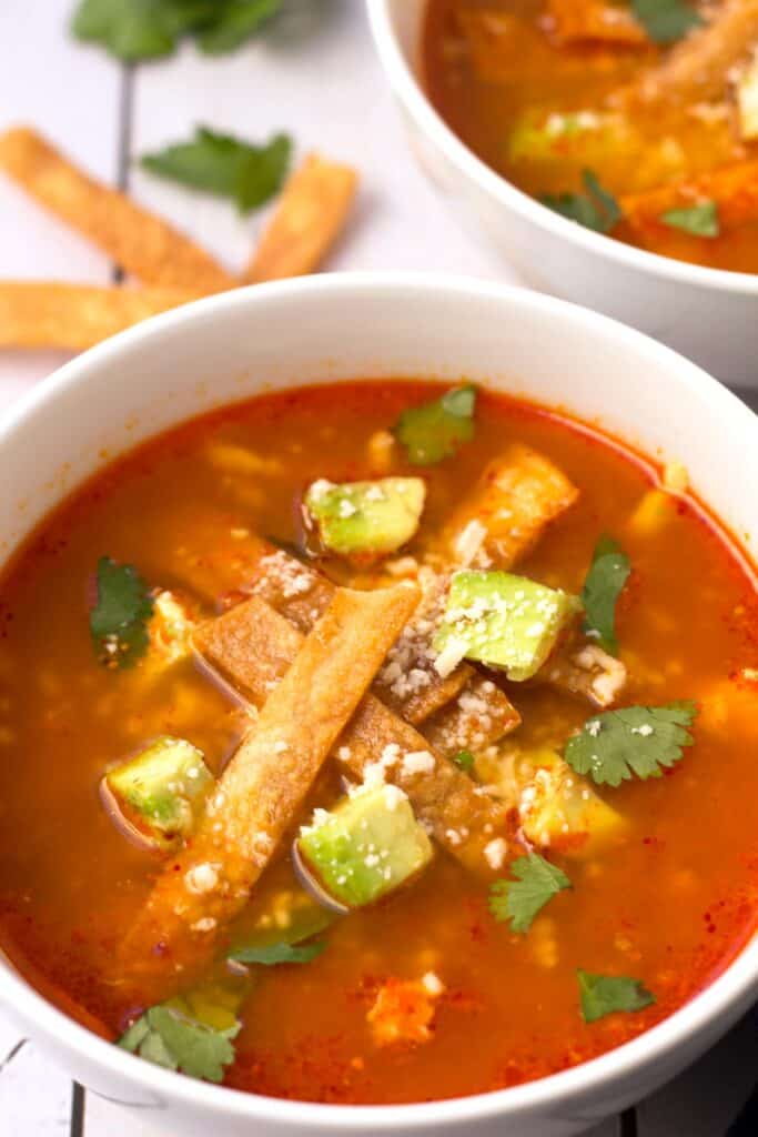 30 Minute Mexican Tortilla Soup (with Shredded Chicken) - Borrowed Bites