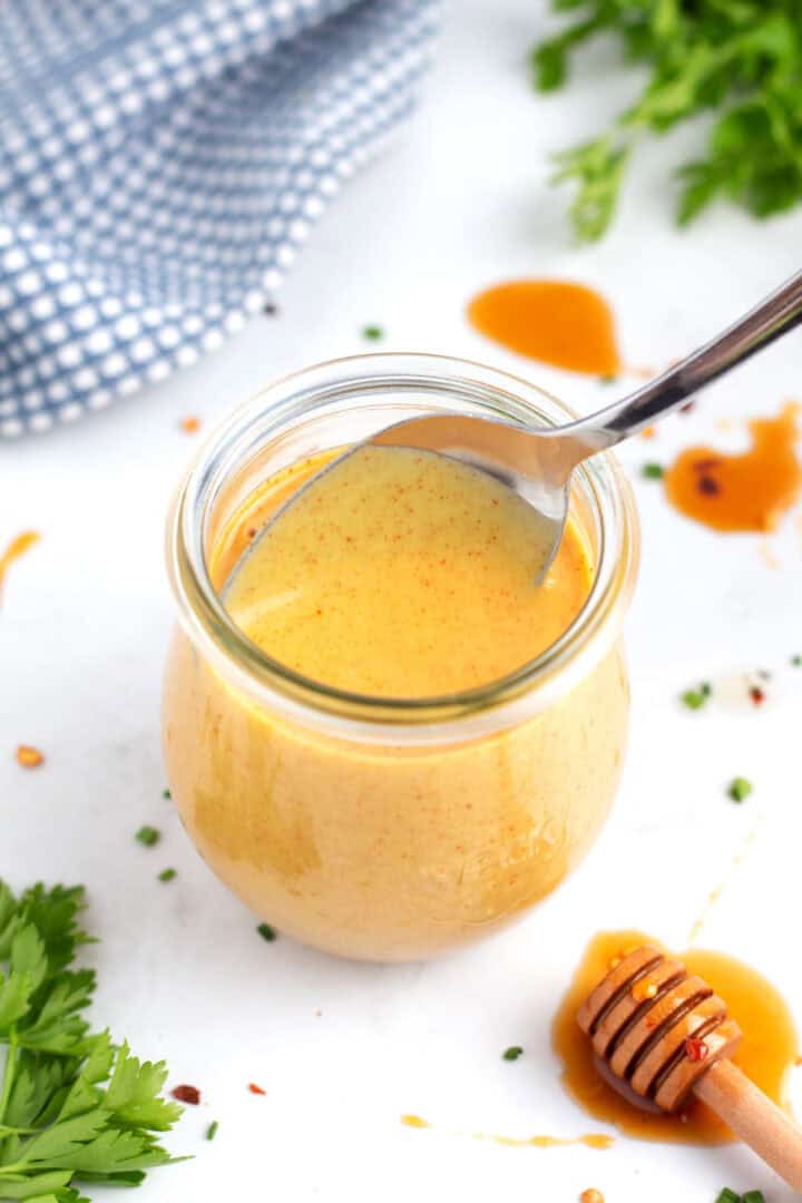 Ultimate Hot Honey Mustard Recipe (5 minutes!) - Borrowed Bites