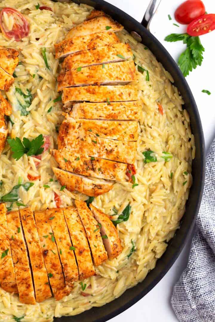 Simple Chicken Pesto Orzo Recipe One Pan Borrowed Bites