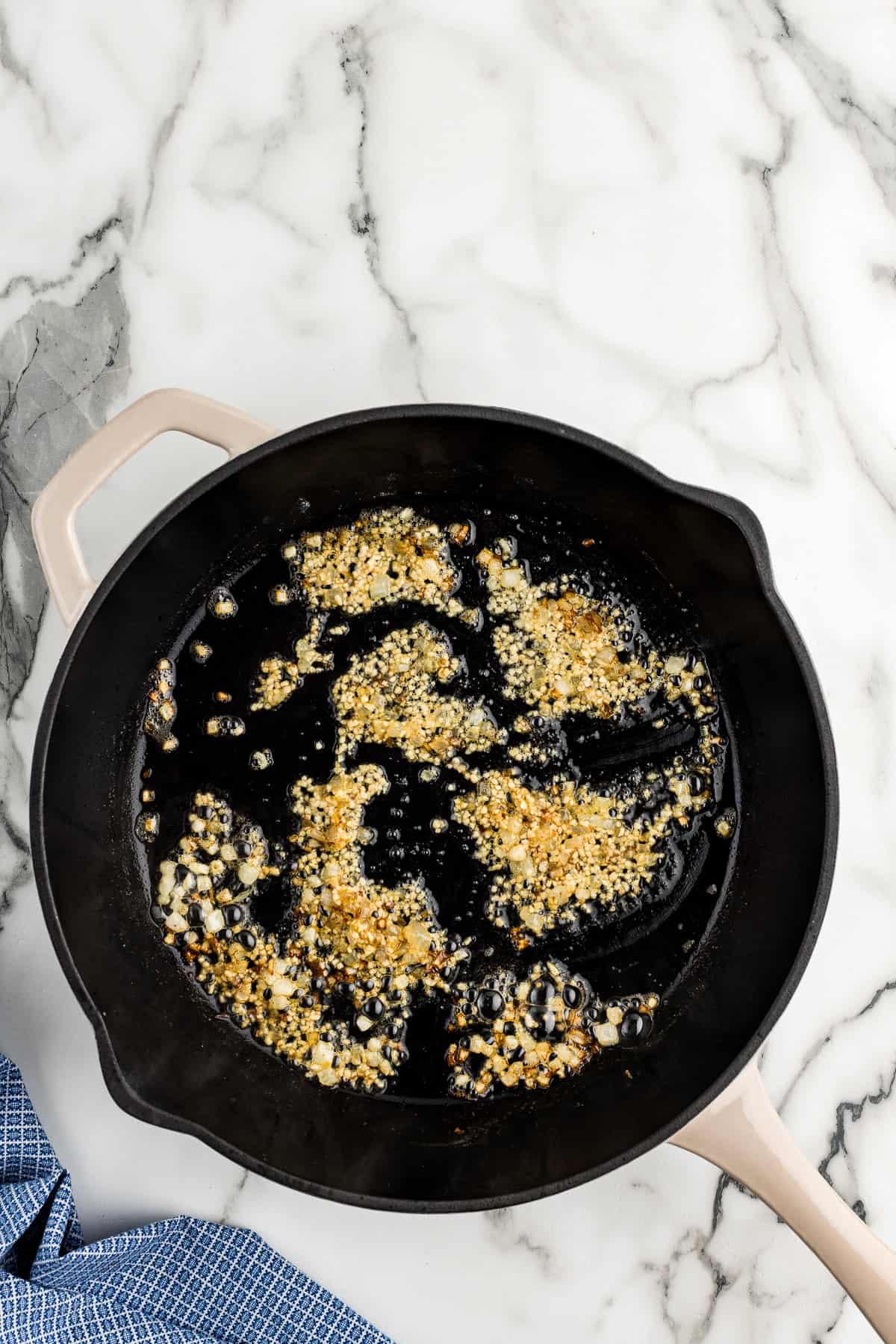 Step 1 - Sautéing the aromatics in butter.