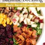 Autumn chopped salad recipe in a bowl with graphic over the top.