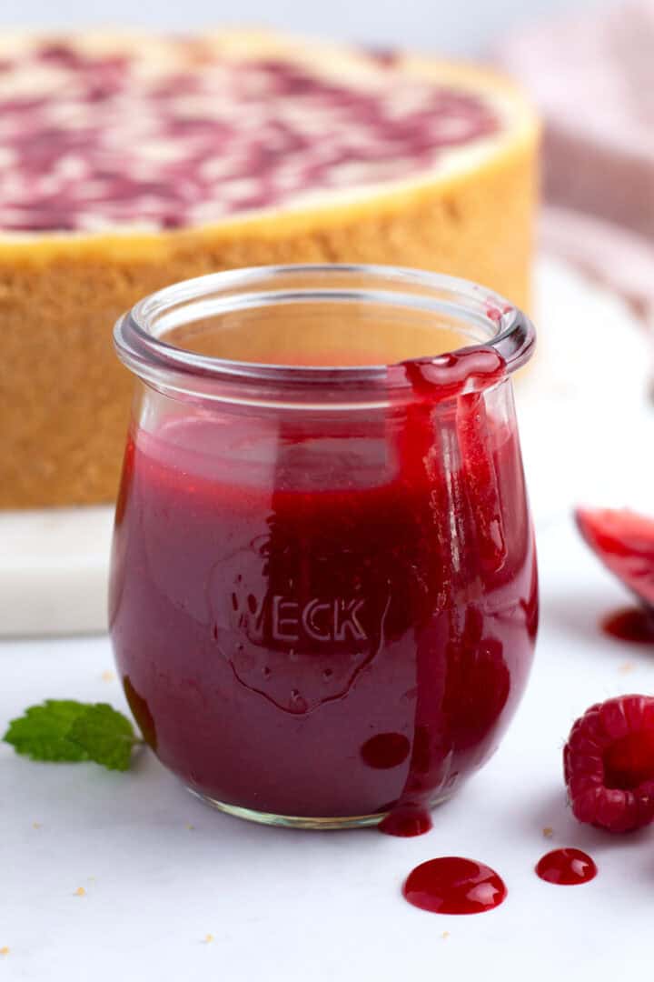 Edlyn Raspberry Topping Easy Raspberry Sauce For Cheesecake - Borrowed Bites