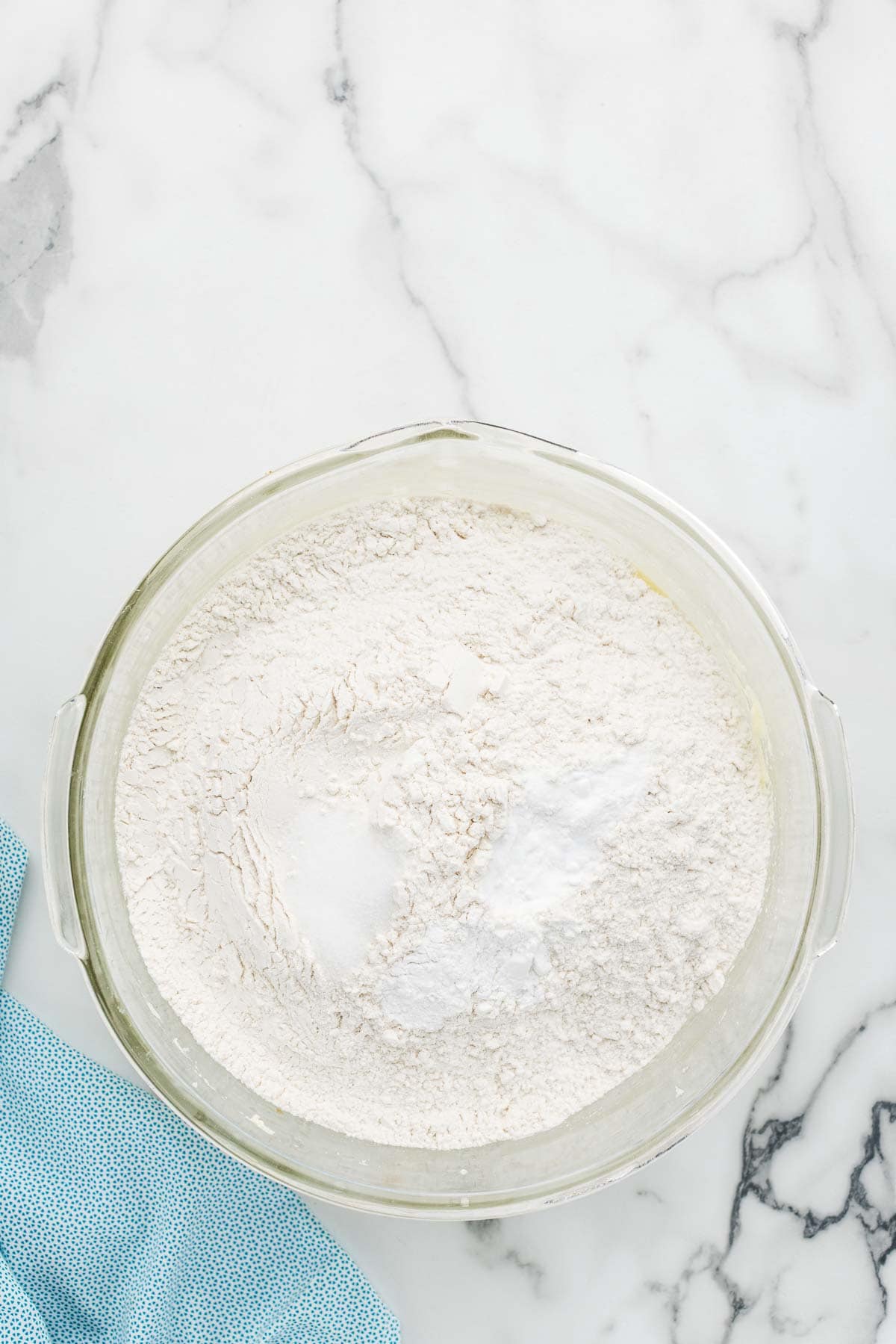 Dry ingredients in a mixing bowl.