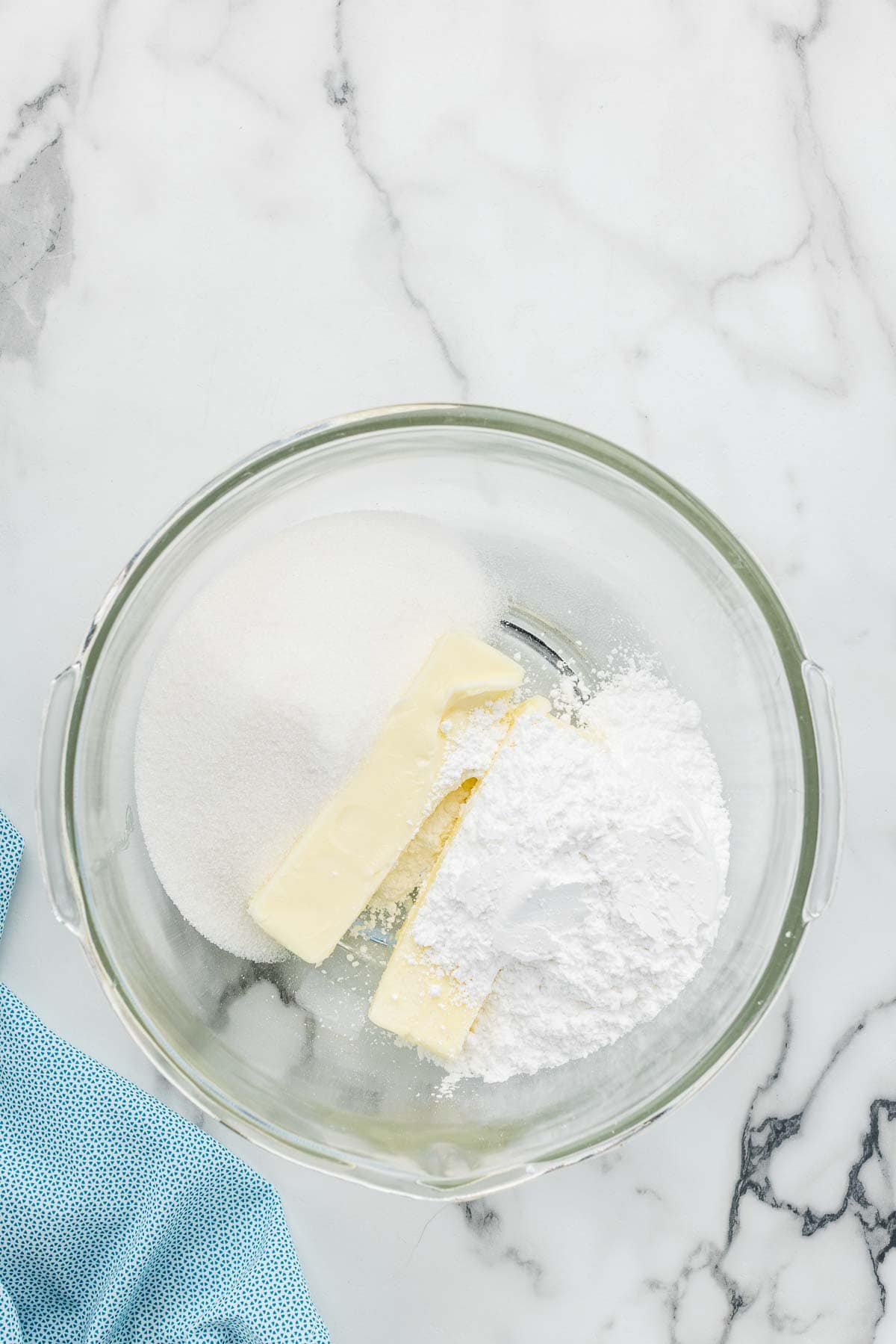 Sugar cookie ingredients in a bowl.
