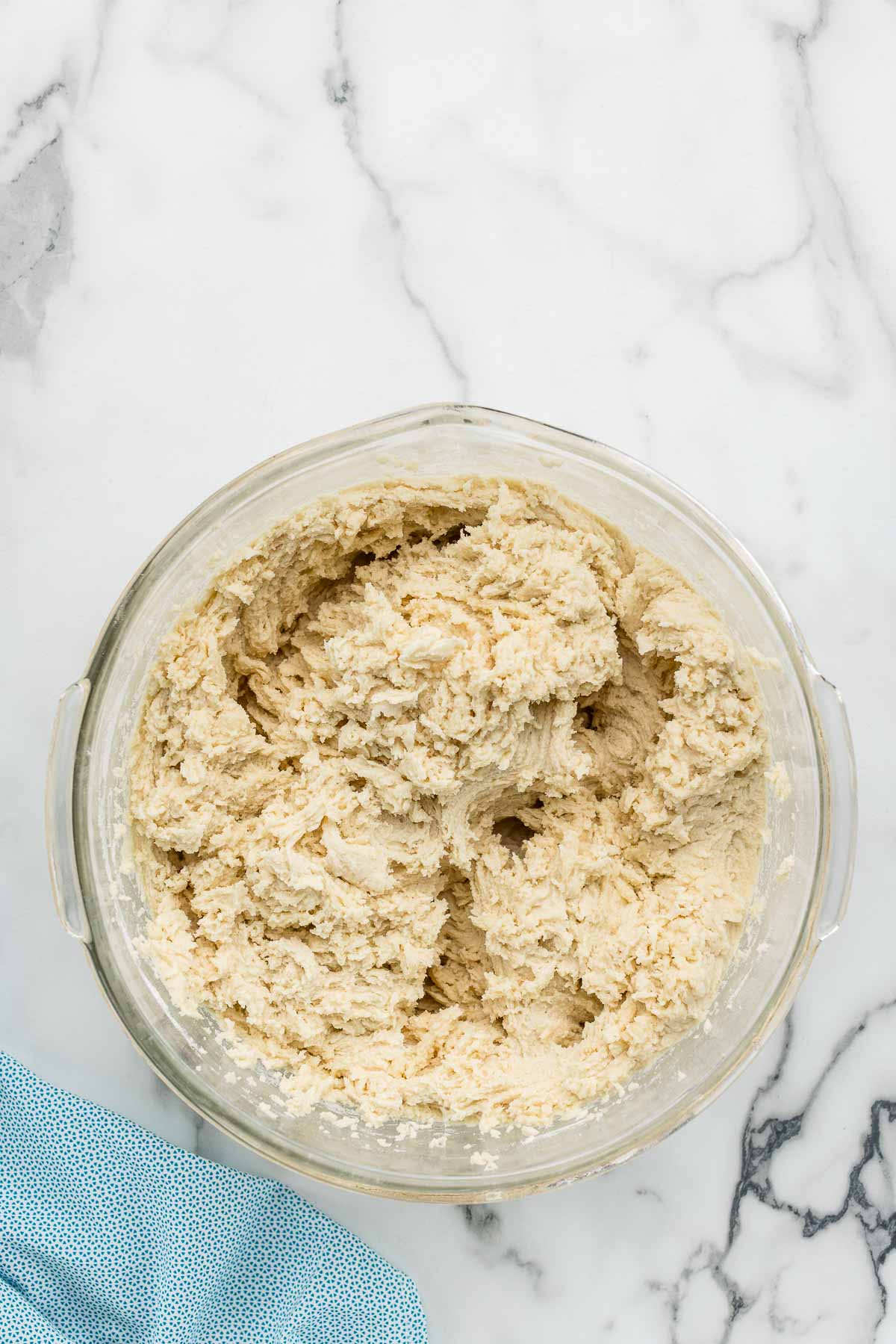 A bowl full of cookie dough.