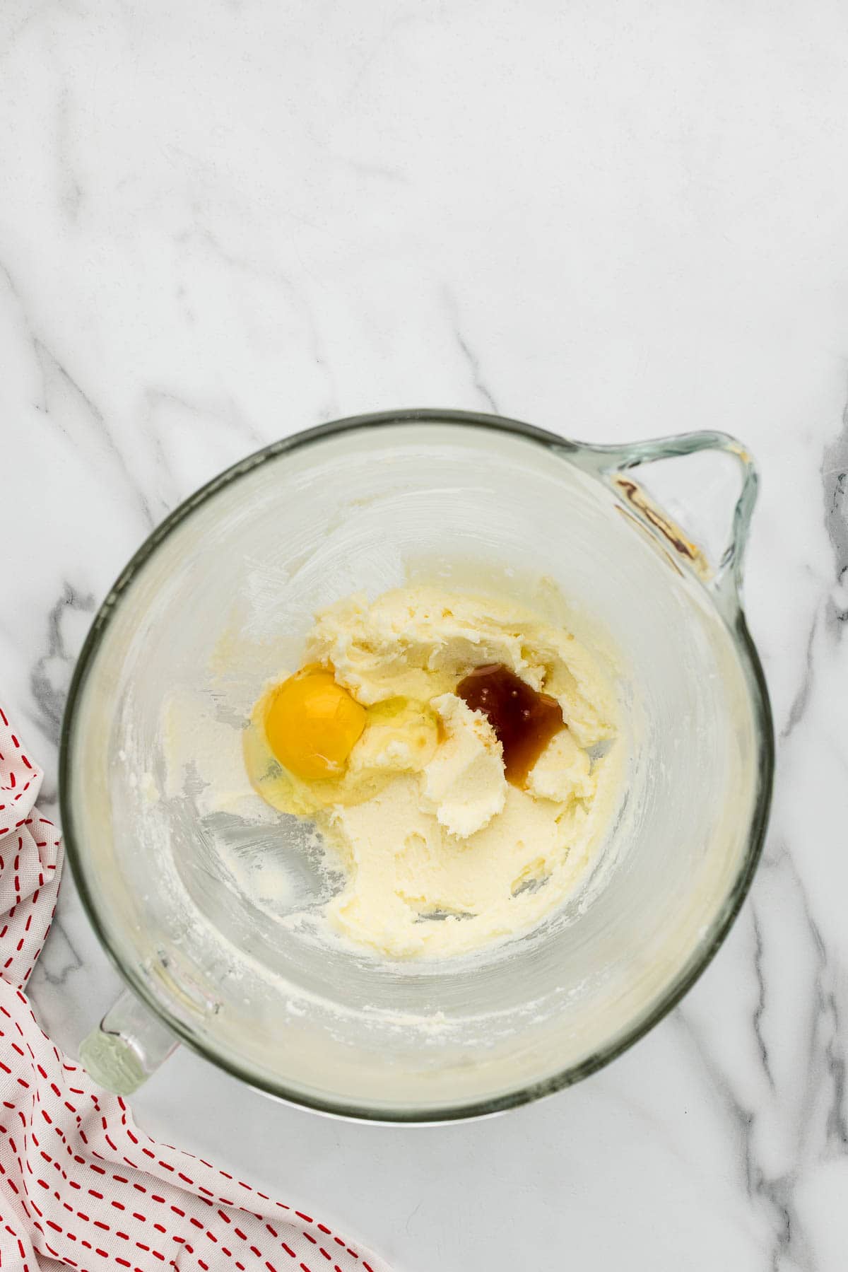 Cookie ingredients in a measuring glass.