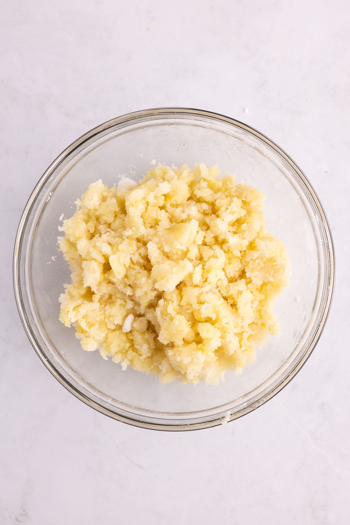 Streusel topping in a small mixing bowl.