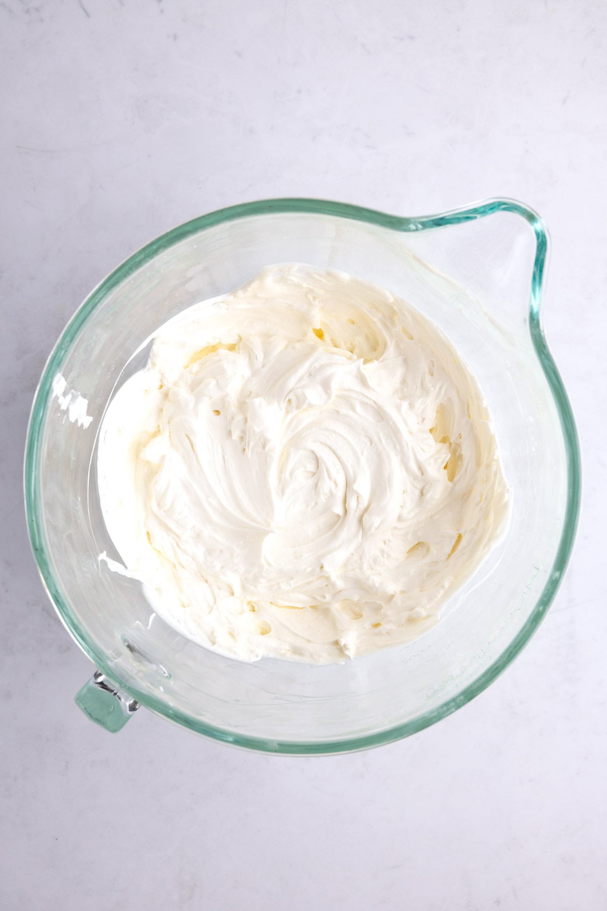 A glass mixing dish of filling.