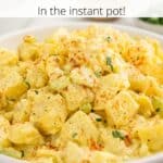 An overlay of text on an image of a bowl of potato salad.