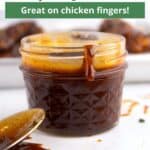 Chipotle honey sauce in a jar with an overlay of text.