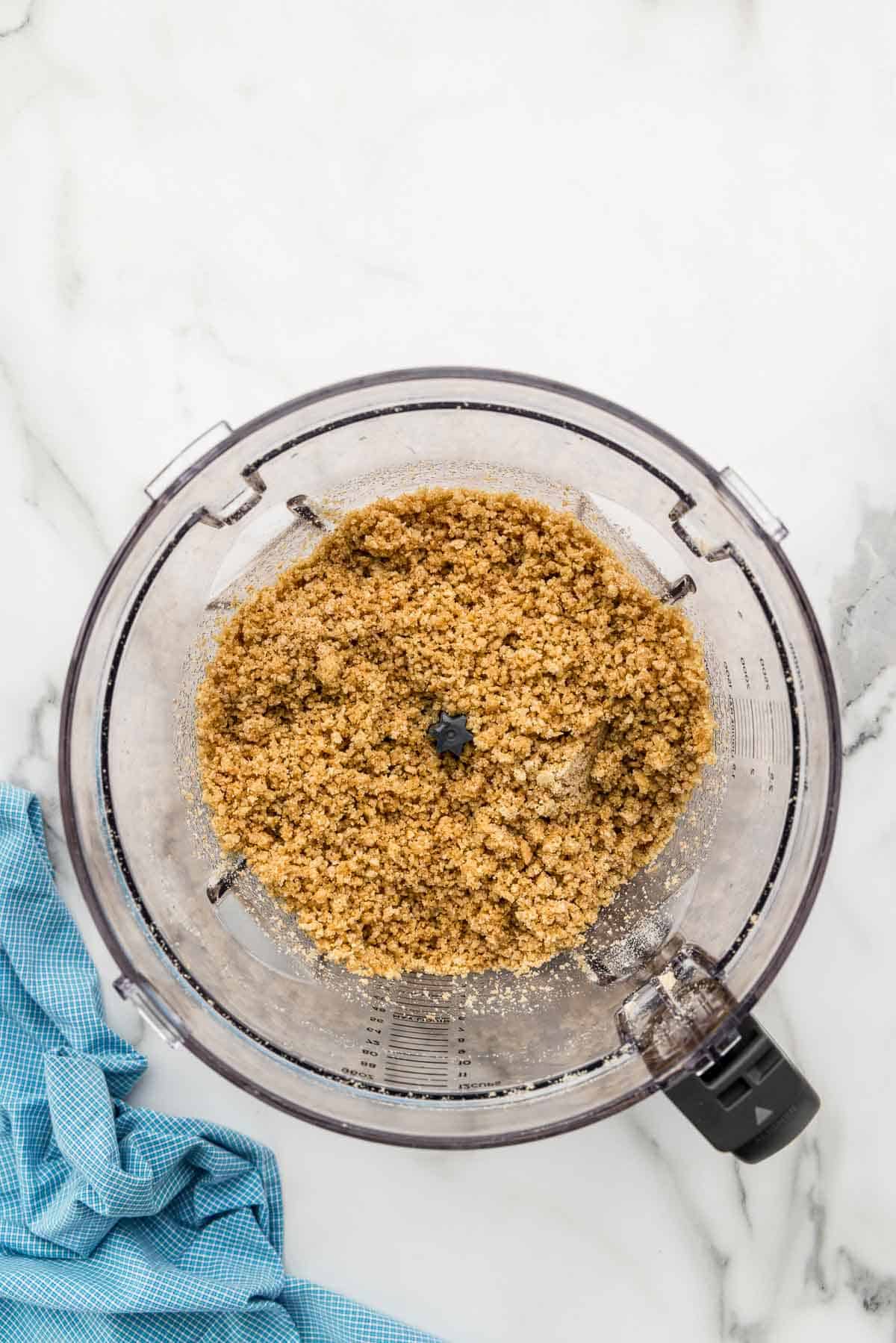 Ground graham crackers in a food processor.